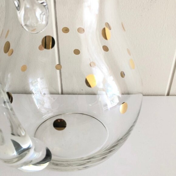 Retro Glass Pitcher Carafe Gold Metallic Dot - Picture 6 of 6